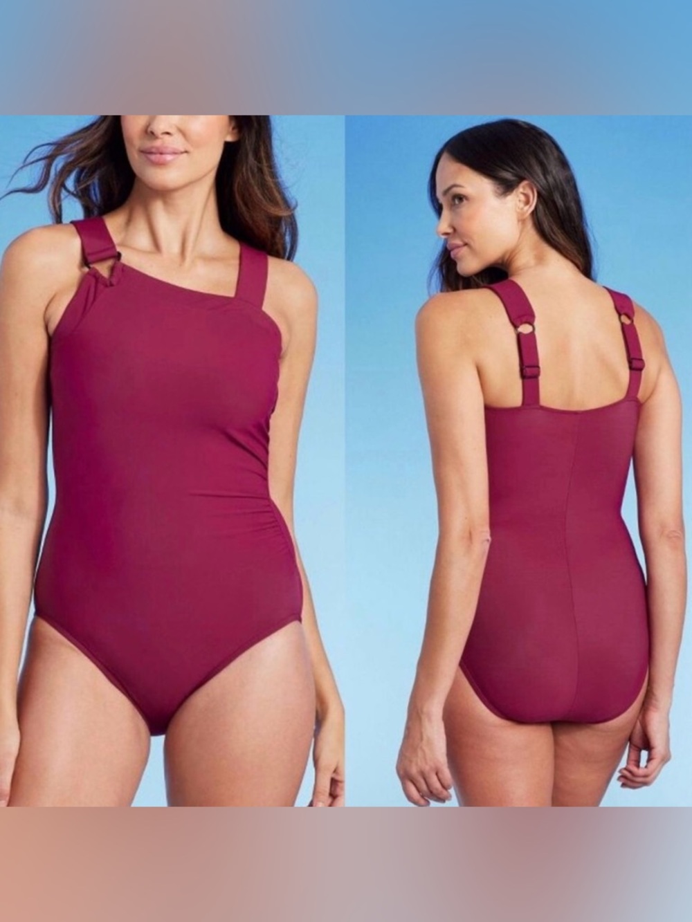 Aqua Green Asymmetrical Shoulder One Piece Swimsuit